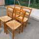 4 chaises de cuisine en bois massif paillées dossier échelle 1980