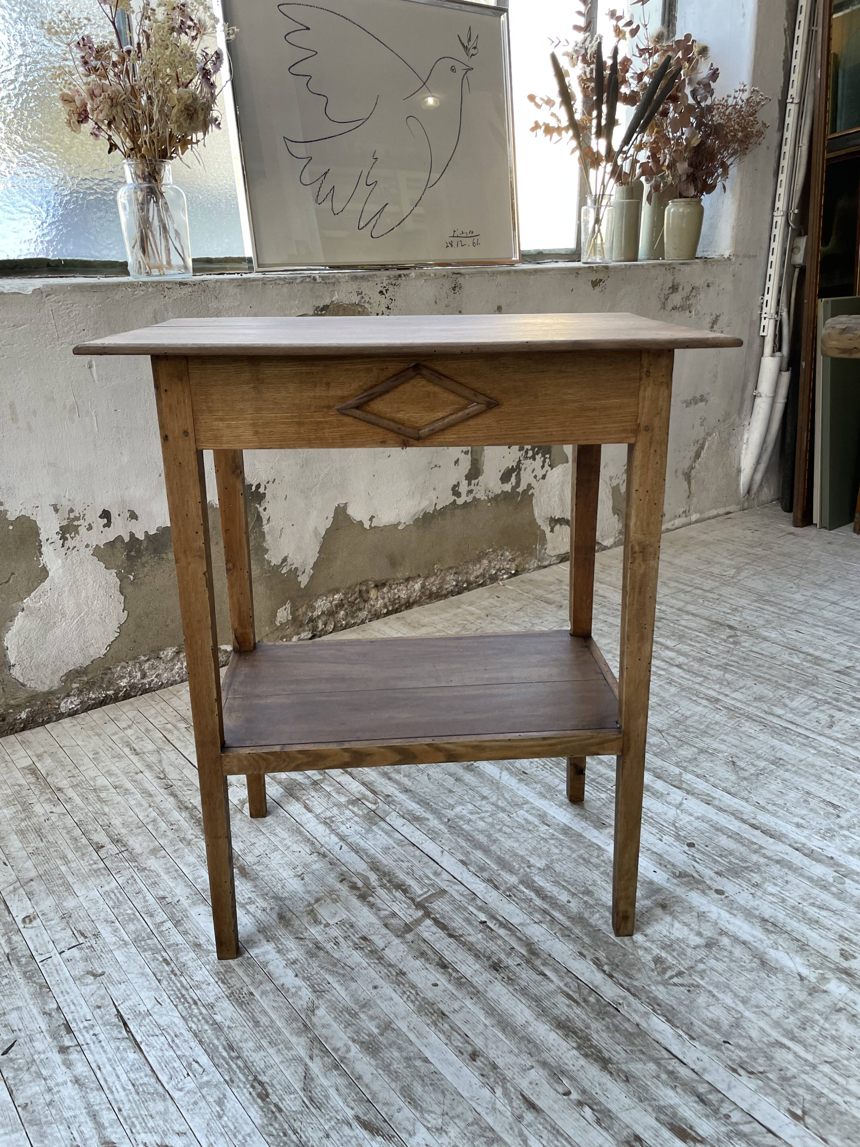 Oak spindle leg console table