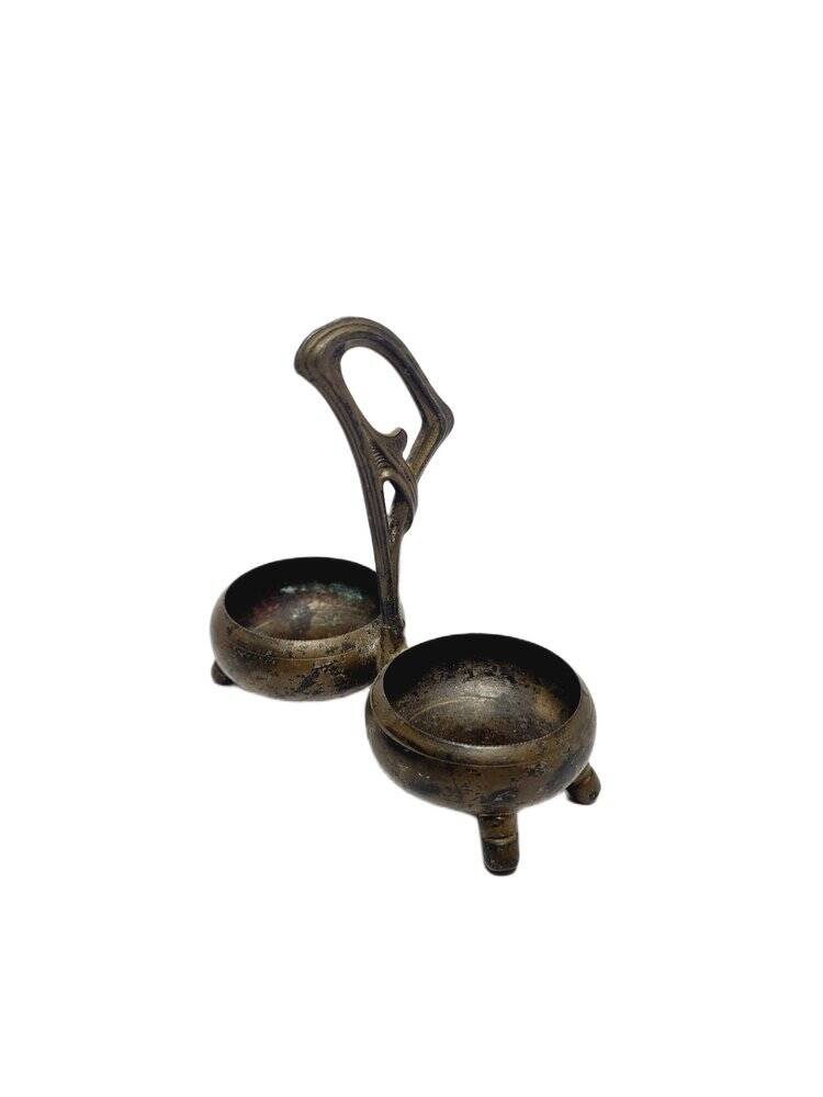Art Nouveau salt and pepper holder by Niemen Glassworks, Poland, 1920s