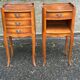 2 Louis XV bedside tables made of curved solid wood with drawers from the 1930s.