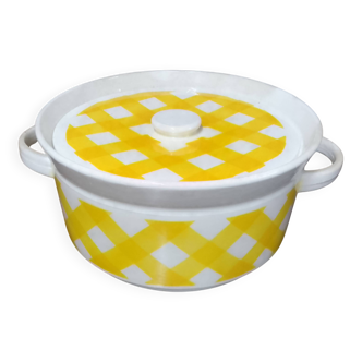 Soupière style écossais en faïence jaune de Digoin