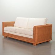 Luxurious Italian Gasparucci Reed White Lounge Greenhouse Sofa. Italy, 1980