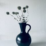 Black glazed stoneware pitcher