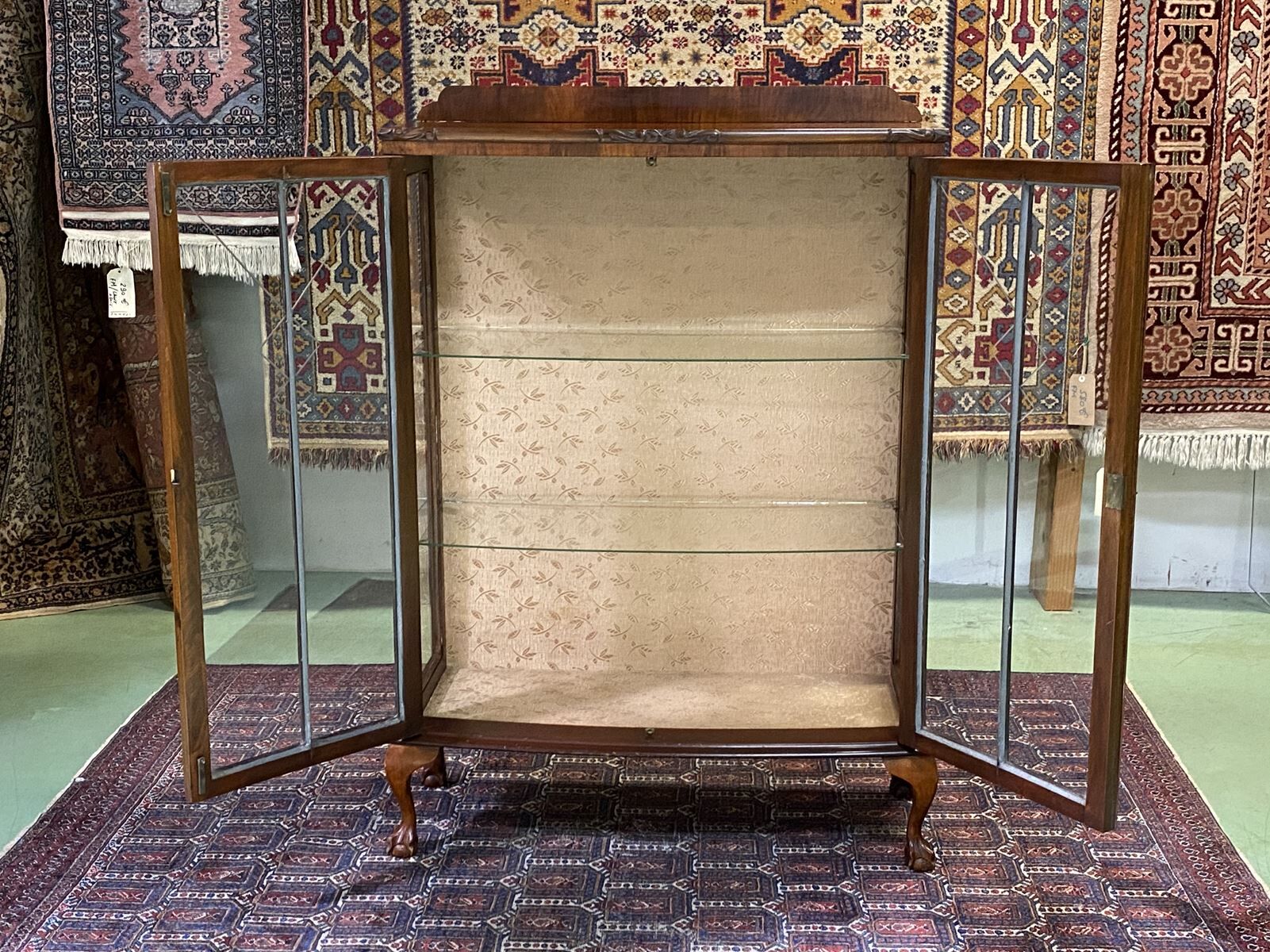 English art deco walnut showcase