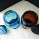 2 moulded pressed glass jars 1970s