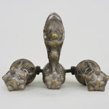 Old bathtub faucet, silver bronze kitchen with dolphin head and mermaid