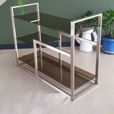 Metal and smoked glass console 1970