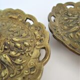 Pair of candle holders gilded bronze patinated vegetal decoration early twentieth century