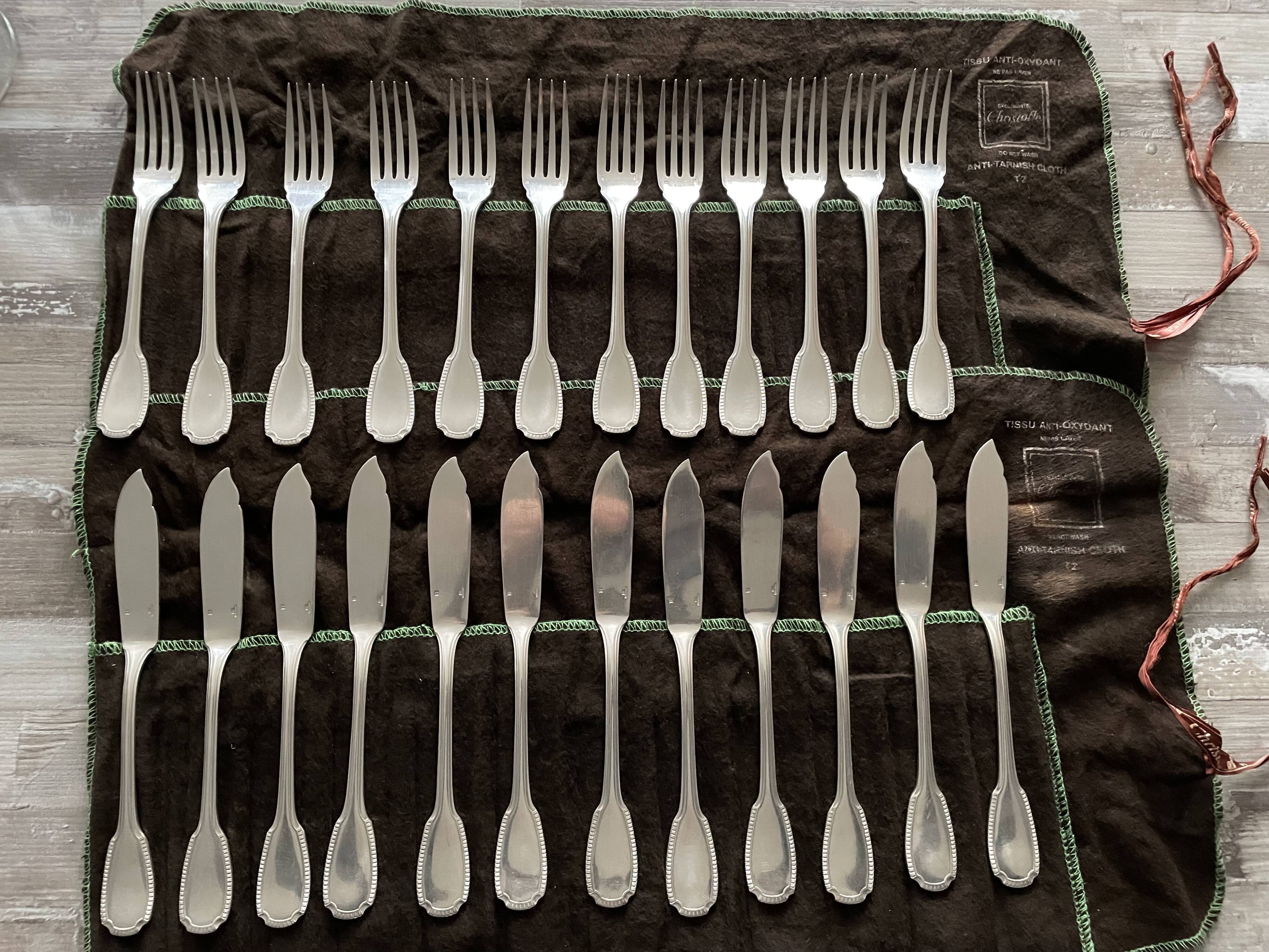 12 Christofle forks and 12 knives – Silver plated