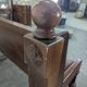 Art Deco brasserie bench in oak and bordeaux leatherette seat 220 cm