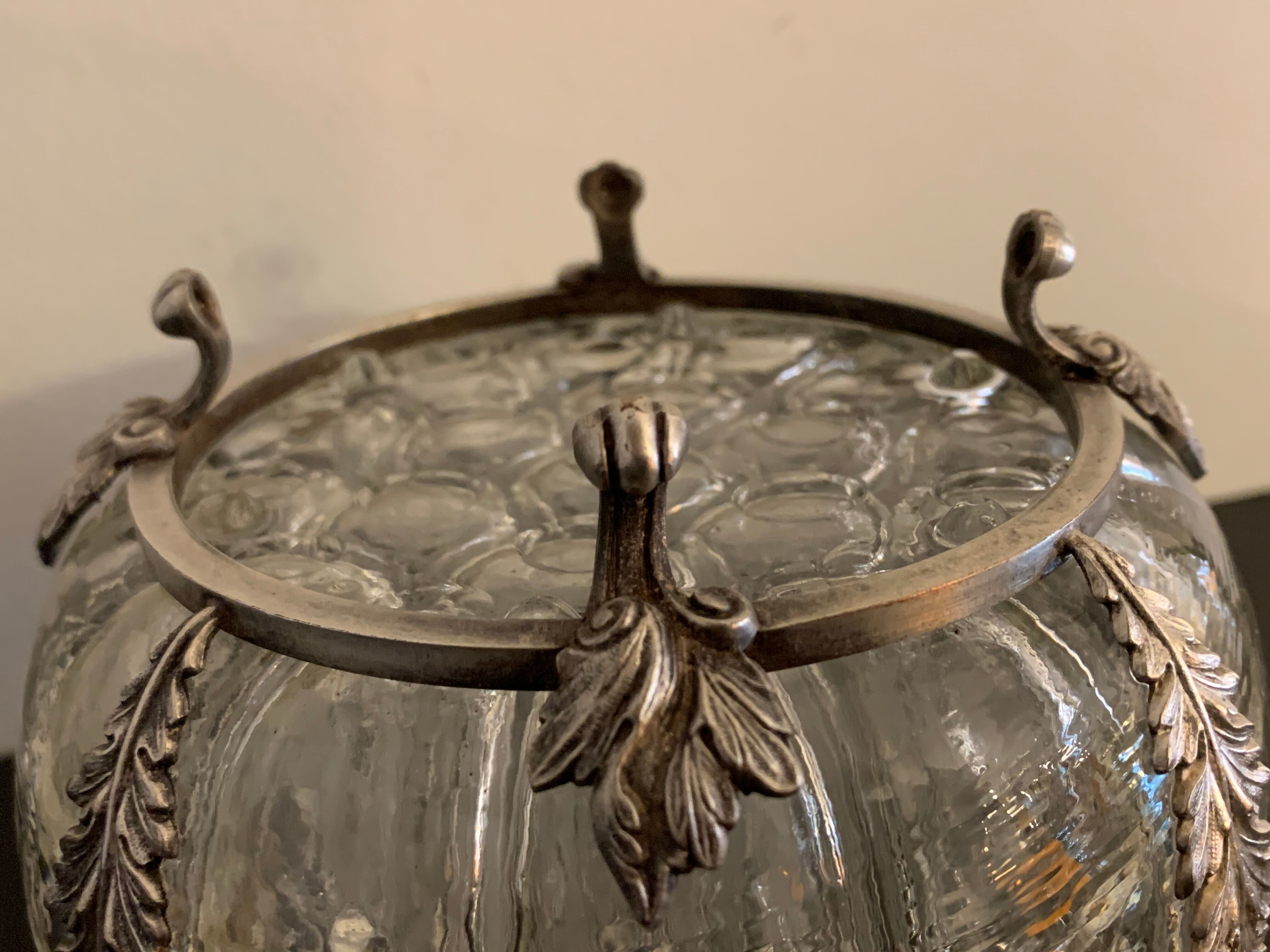 Reims glass flower spade with silver metal footing