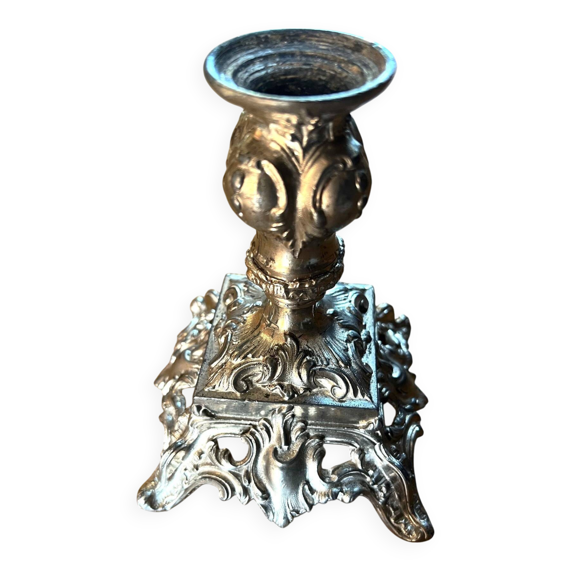 Numbered silver candlestick in Louis XV Rocaille style
