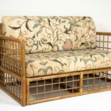 Canapé deux places style tropical chic des années 1960, par Vivai del Sud, en rotin et bambou.