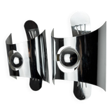 Pair of space age wall lights, chromed metal, Italy, 1970