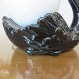 "Black swan" lamp in ceramic and opaline, 70s-80s