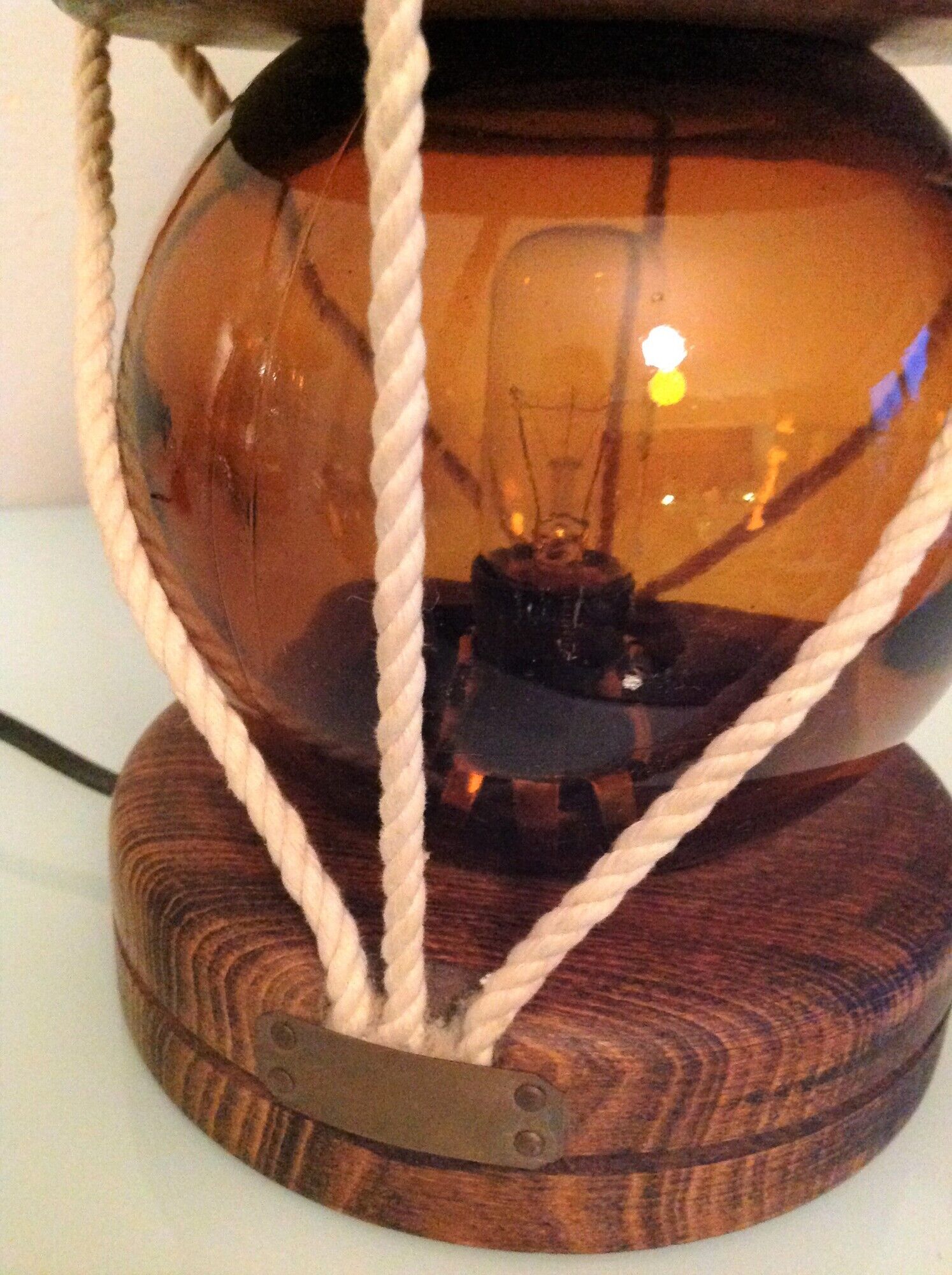 Marine lamp with amber glass globe 60/70s