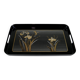 Lacquered plate "iris" 48 x 29 cm - japan 1970