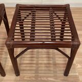 Rattan bench or pair of stools from the 1950s