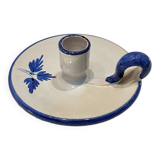 Bougeoir céramique blanc avec fleurs bleues