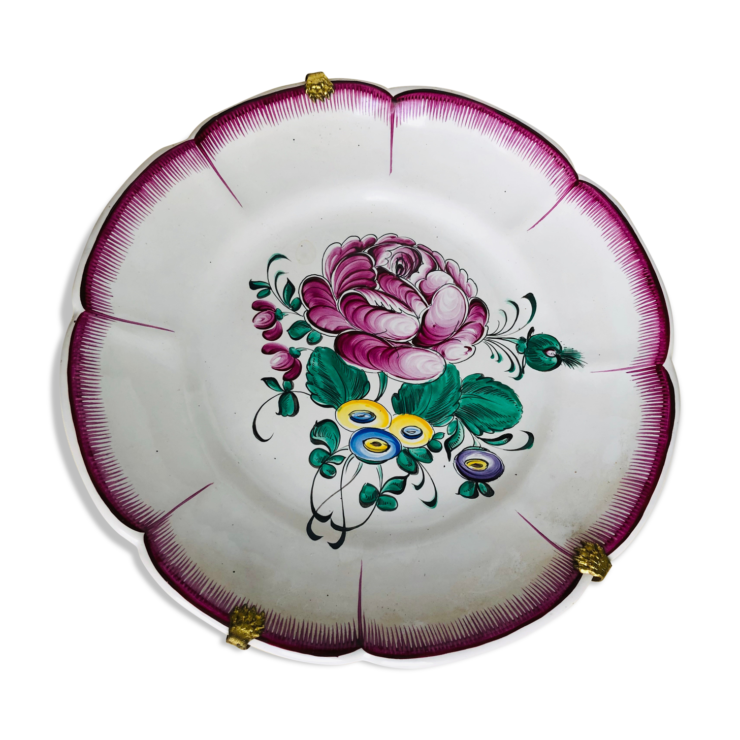 Old plate 18th floral decoration