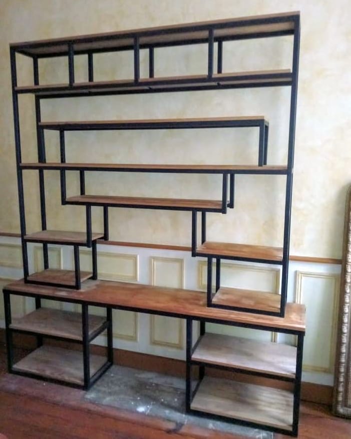 Vintage metal and wood showcase