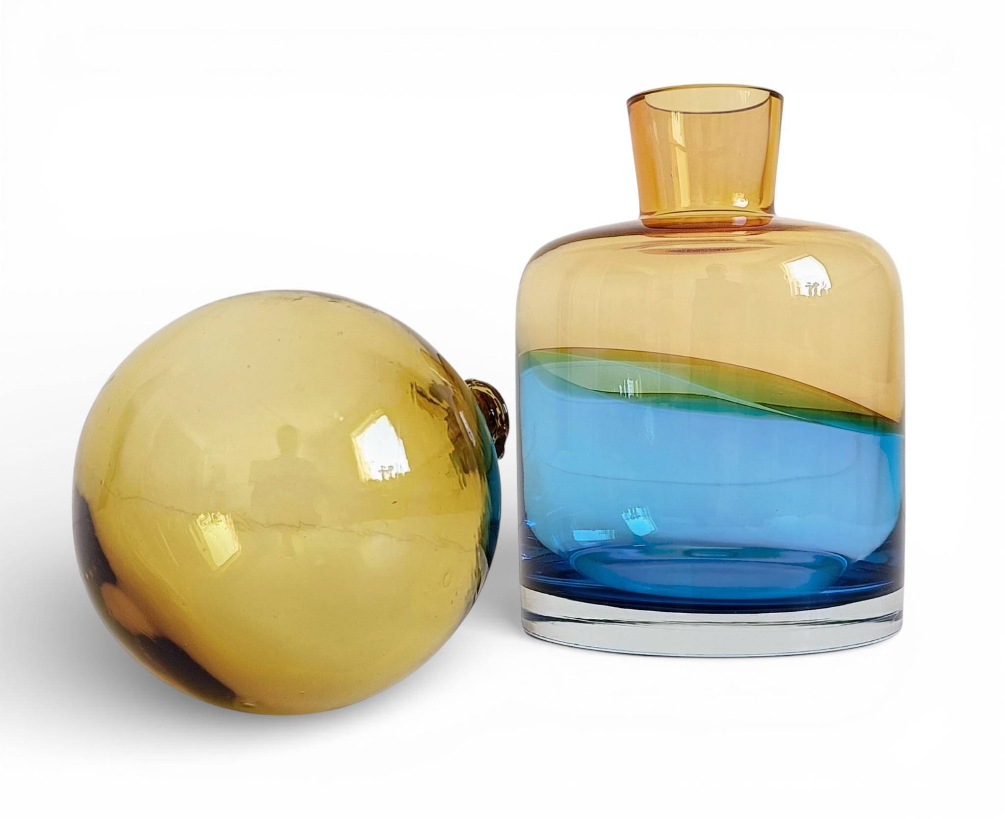 Sommerso Murano Art Glass Bottle In The Style of Flavio Poli for Seguso