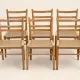 Six mid-century Scandinavian chairs, wood & Danish cord, 1960s.