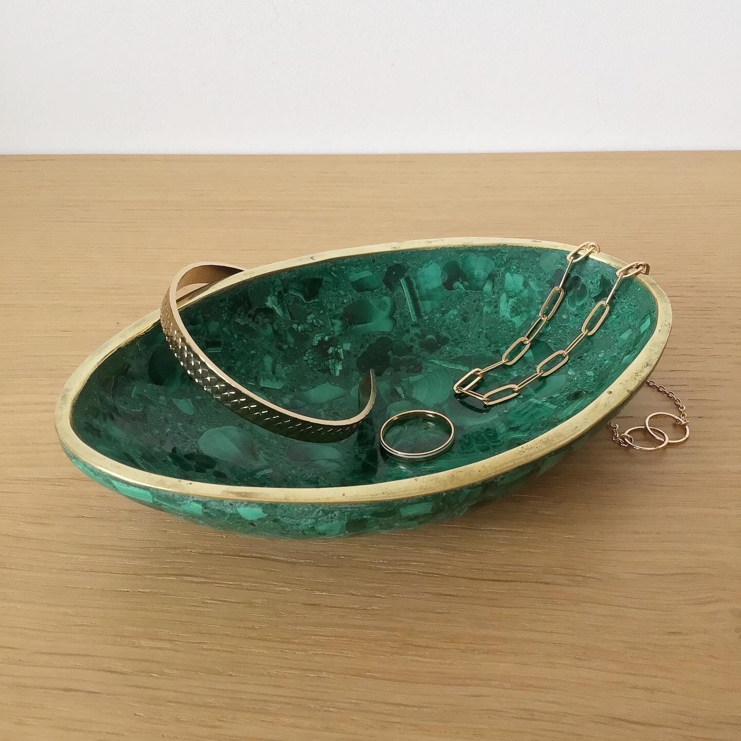 Vintage cup in malachite and brass