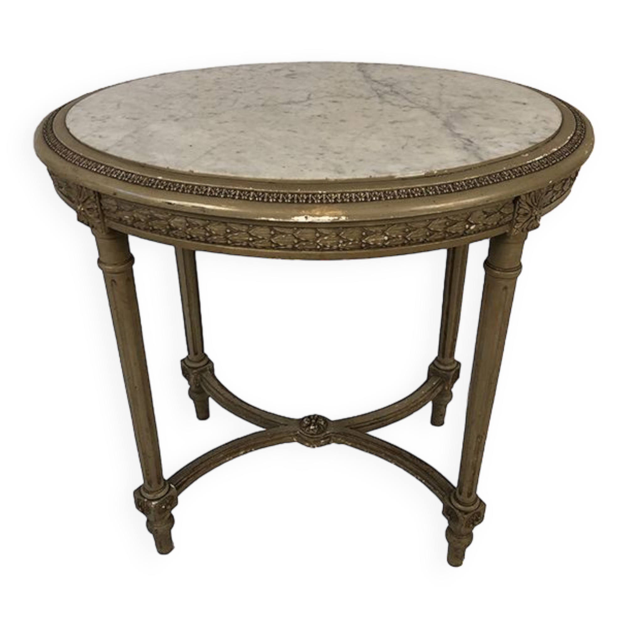 Louis XVI style oval pedestal table in grey lacquered wood