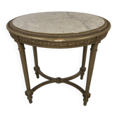 Oval Louis XVI style side table in grey lacquered wood