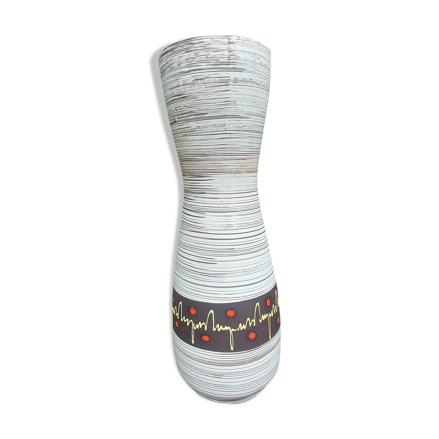 Very Large glazed ceramic vase Vintage W.Germany 60s soliflore shape