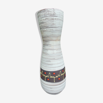 Very Large glazed ceramic vase Vintage W.Germany 60s soliflore shape