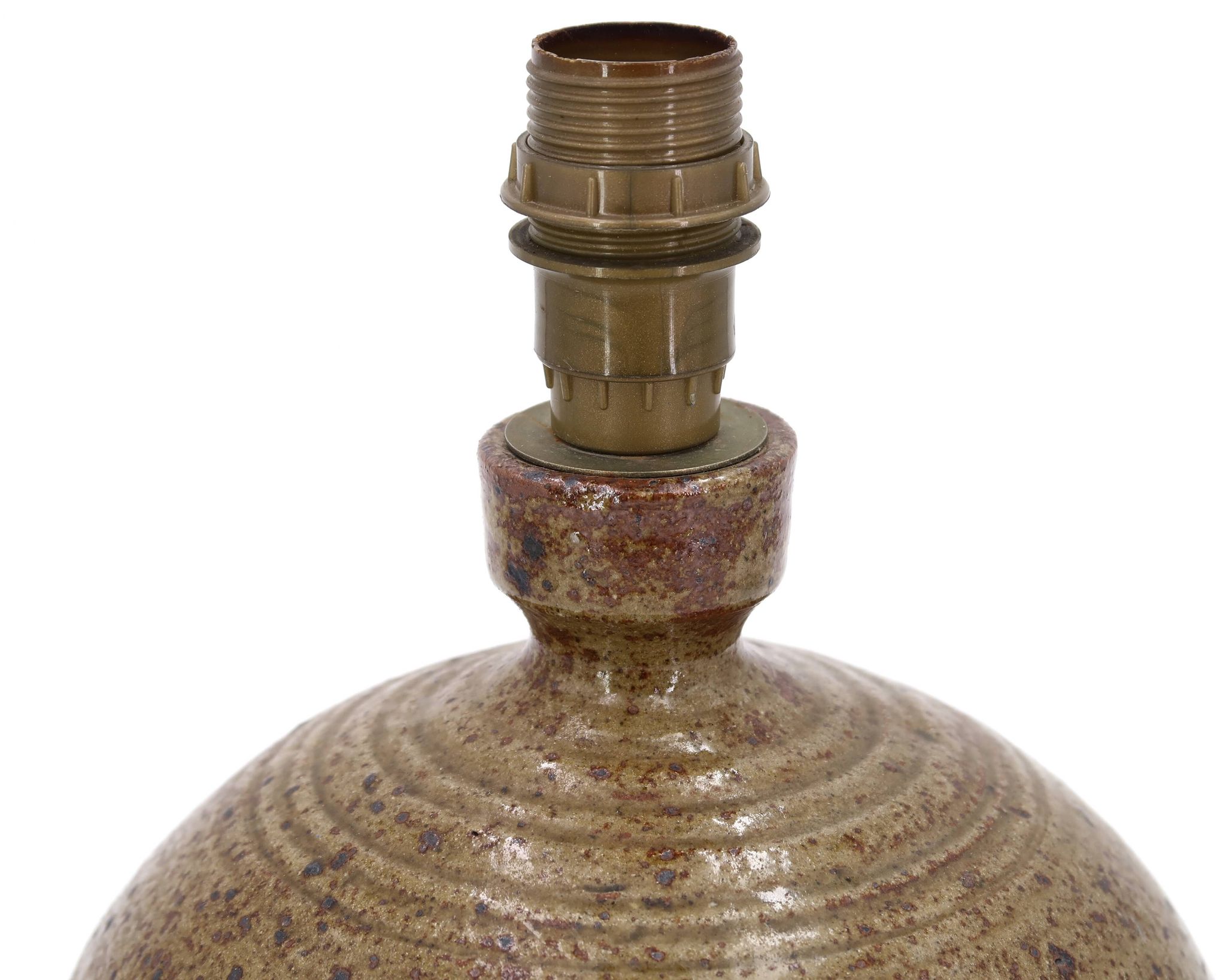Lampe boule de potier en grès pyrité de Guy Baudat, années 70