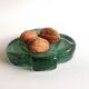 Vintage thick green glass aperitif bowl in the shape of a clover