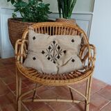 Vintage cushion in cotton and linen canvas