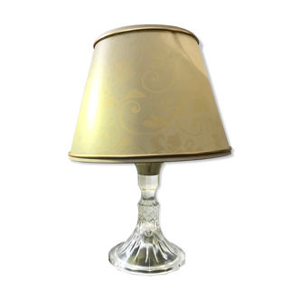 Lampe corps verre moulé avec abat-jour crème vintage