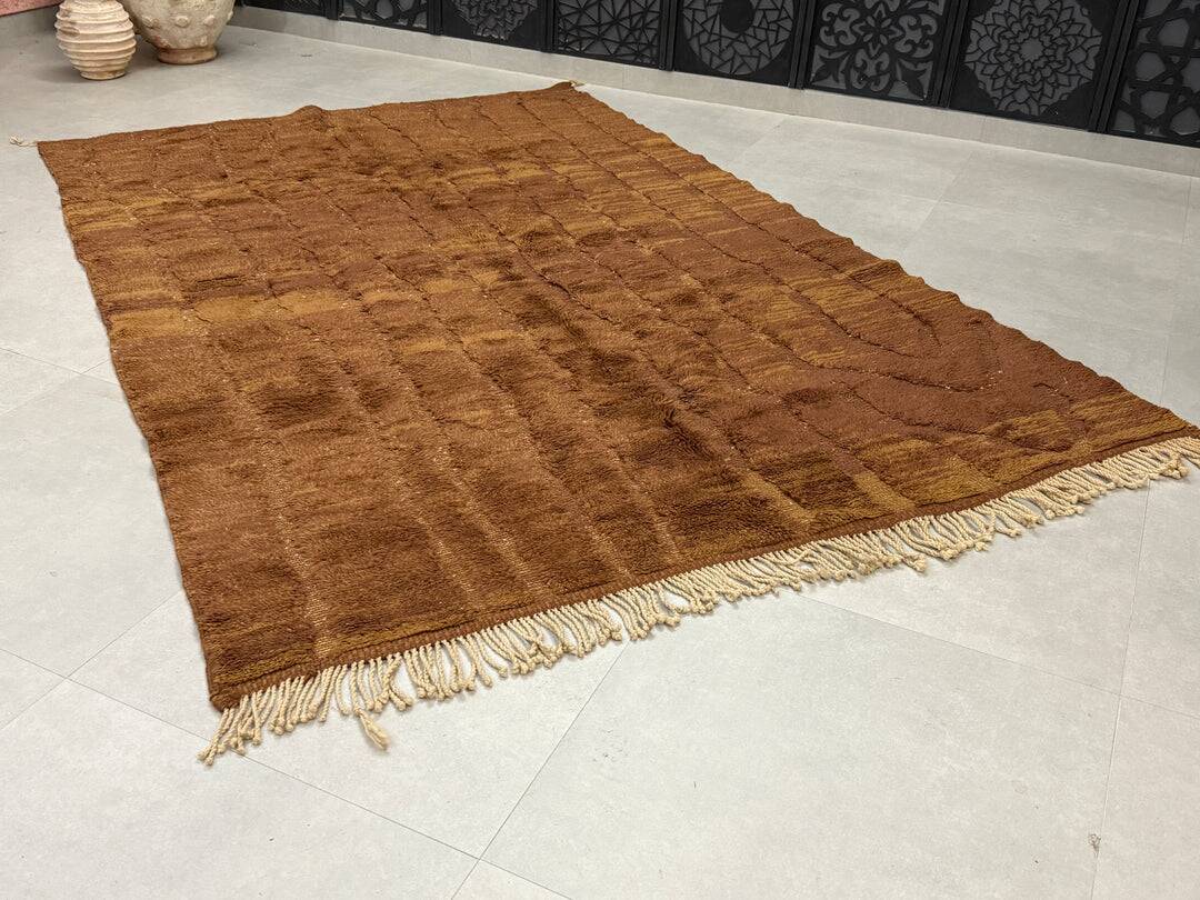 Plain brown Moroccan rug in wool 3/2 Custom-made Moroccan rug