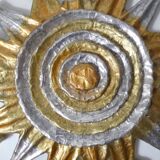 Vintage Gold and Silver Sun Relief Wall Sculpture
