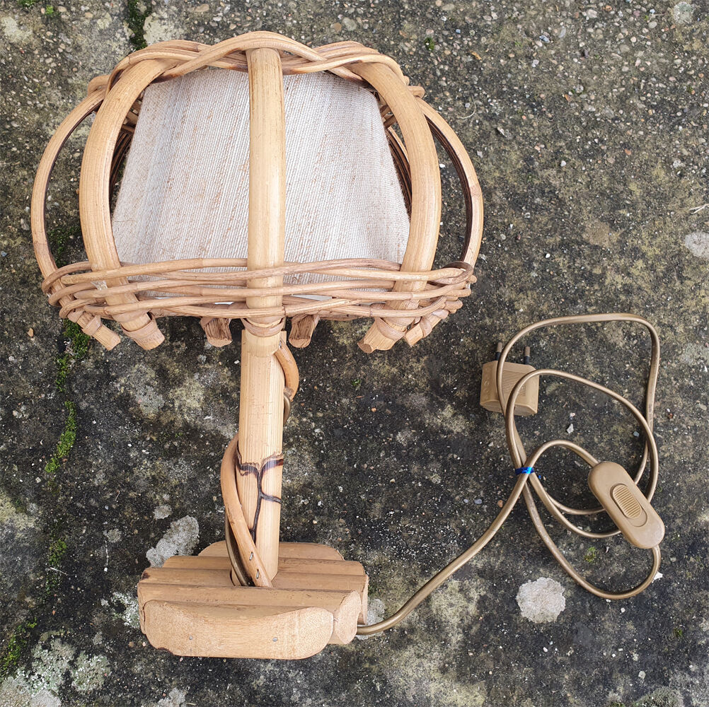 Table lamp, bamboo and rattan, vintage, 60