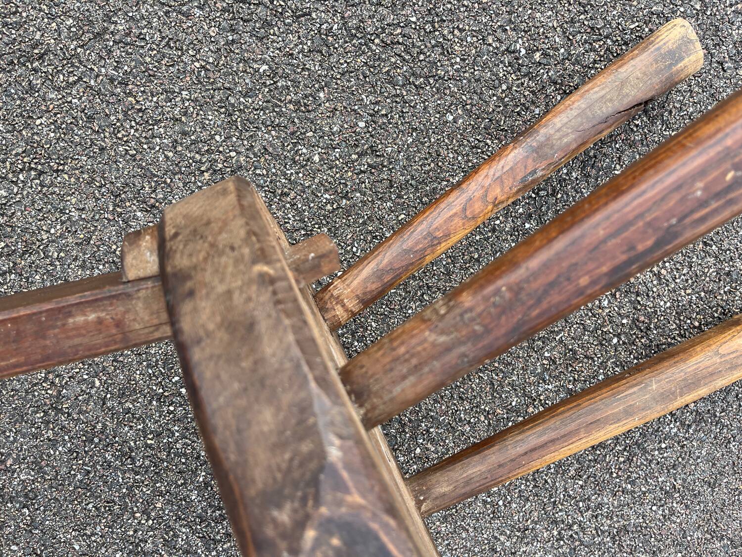 Pair of vintage Aranjou brutalist chairs in solid wood