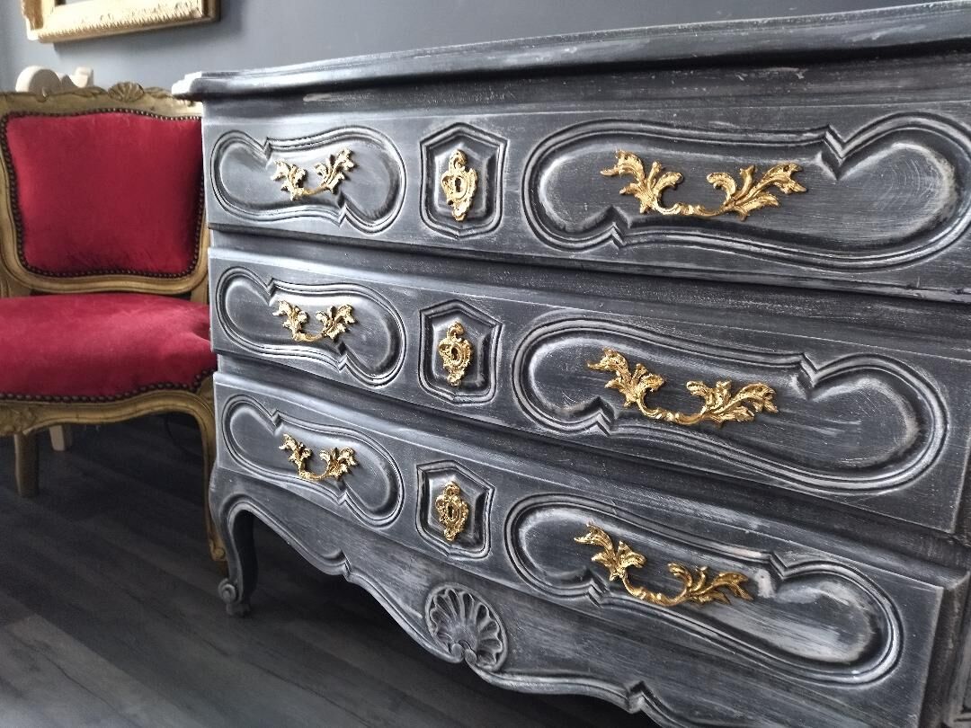 Louis XV style patinated chest of drawers