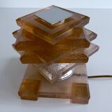 Art Deco Lamp by Maison Desny, Chrome Glass