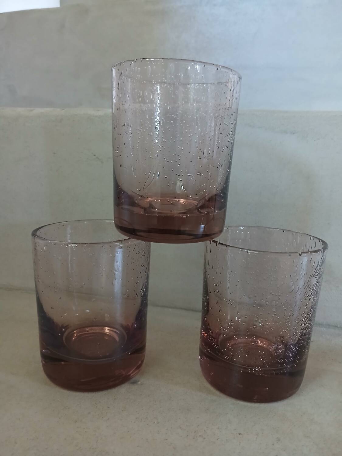 3 bubble glass water glasses