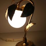 Vintage lamp or night light flowers metal and opaline L-- 70's years