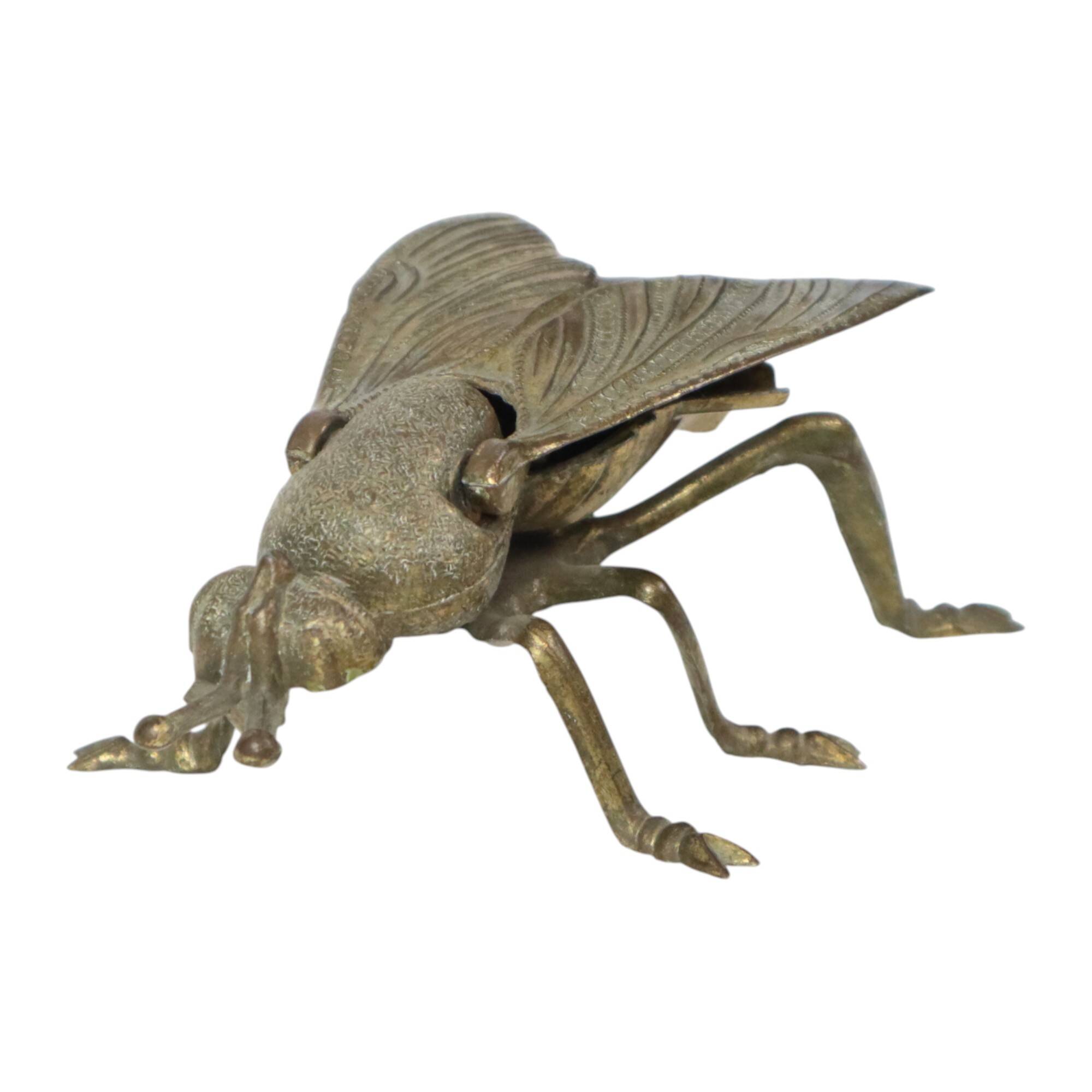 Vintage Copper Plated Fly Ashtray Figurine Italy 1960s