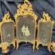 Ancient tryptic in gilded bronze, candlestick