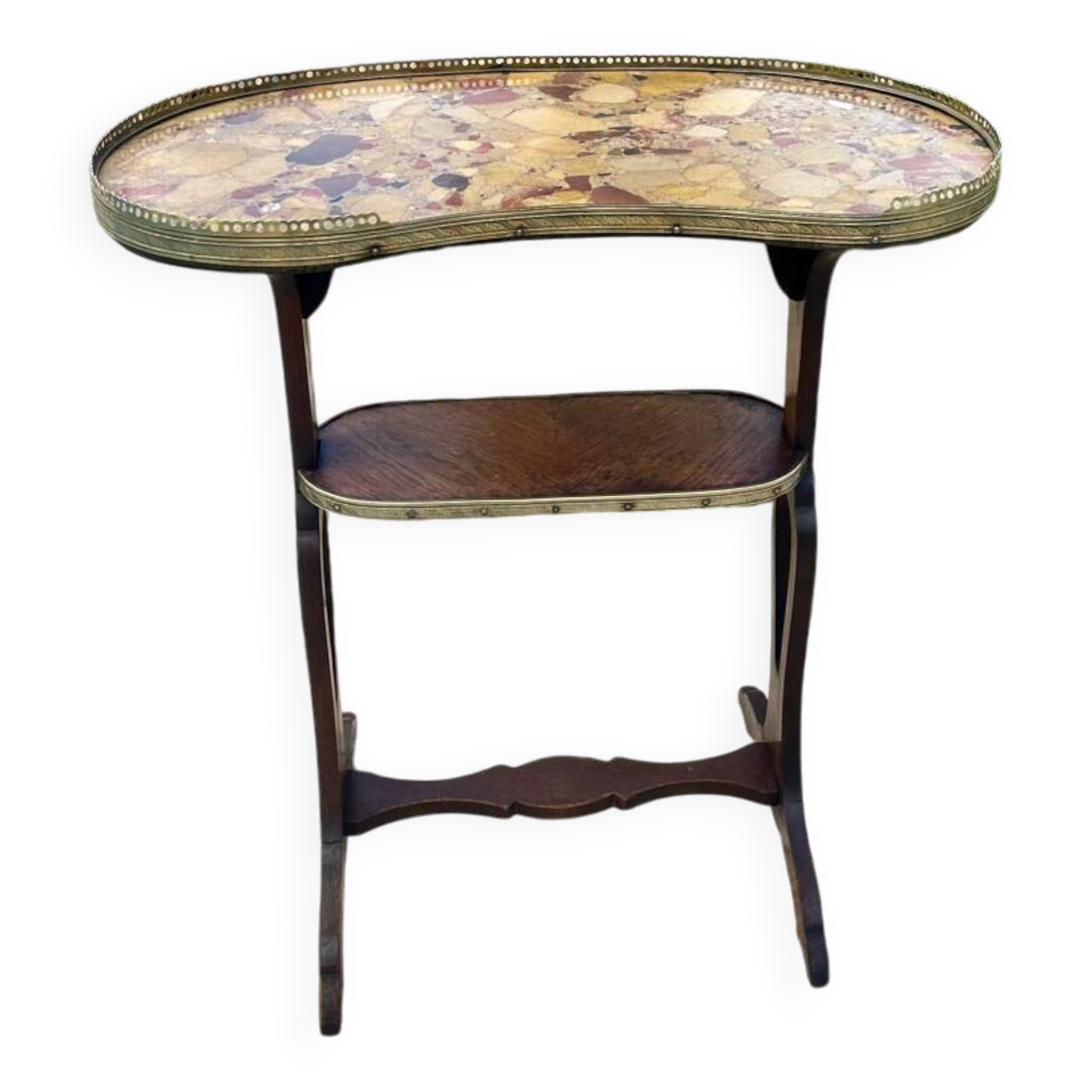 Small Louis XVI style kidney-shaped mahogany pedestal table