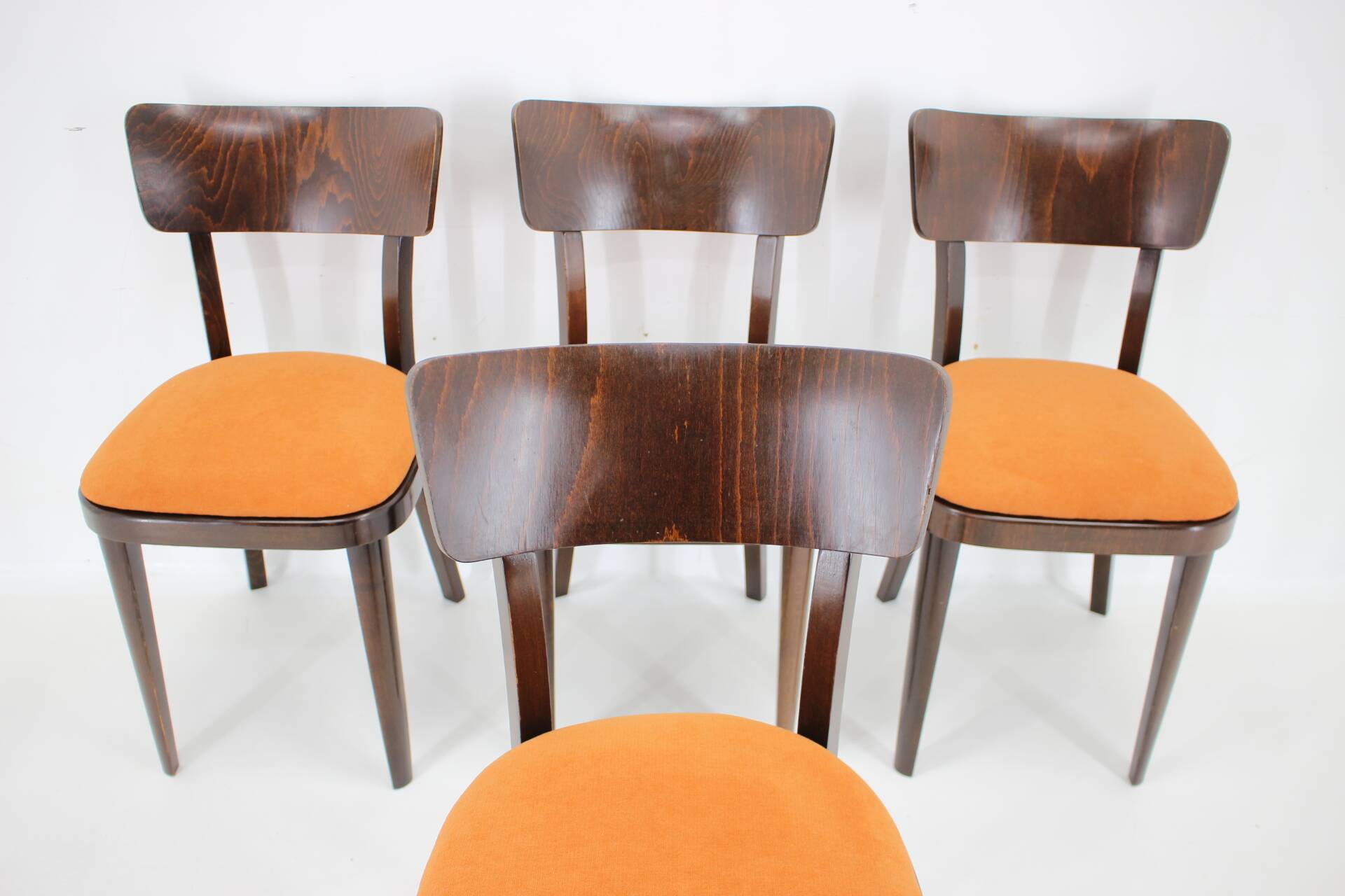 1950s Set of Four Restored Dining Chairs, Czechoslovakia