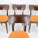 1950s Set of Four Restored Dining Chairs, Czechoslovakia