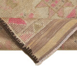 Handwoven one-of-a-kind anatolian beige runner rug 85 cm x 337 cm